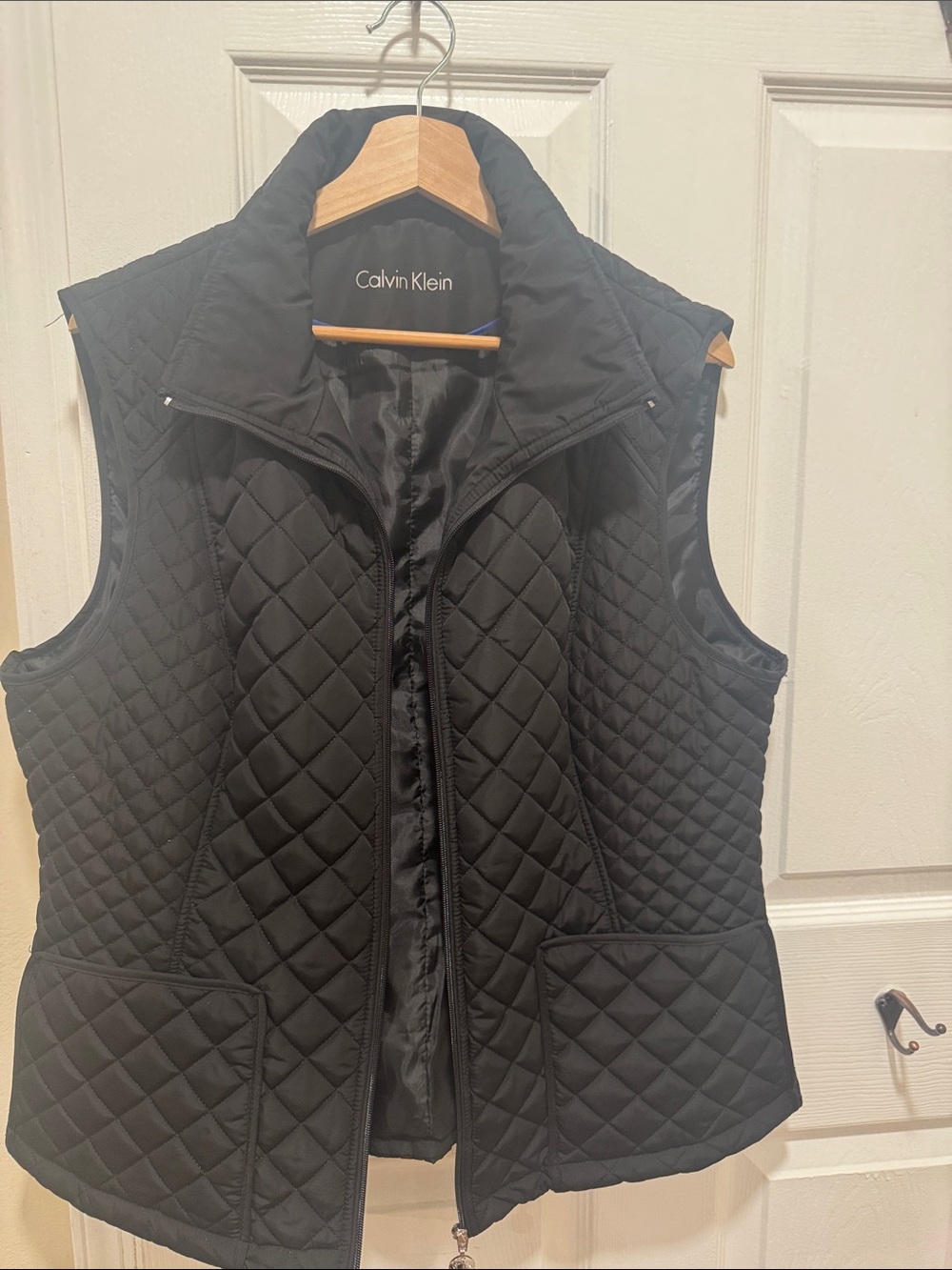 Calvin Klein Black Quilted Puffer Vest with Stand Collar